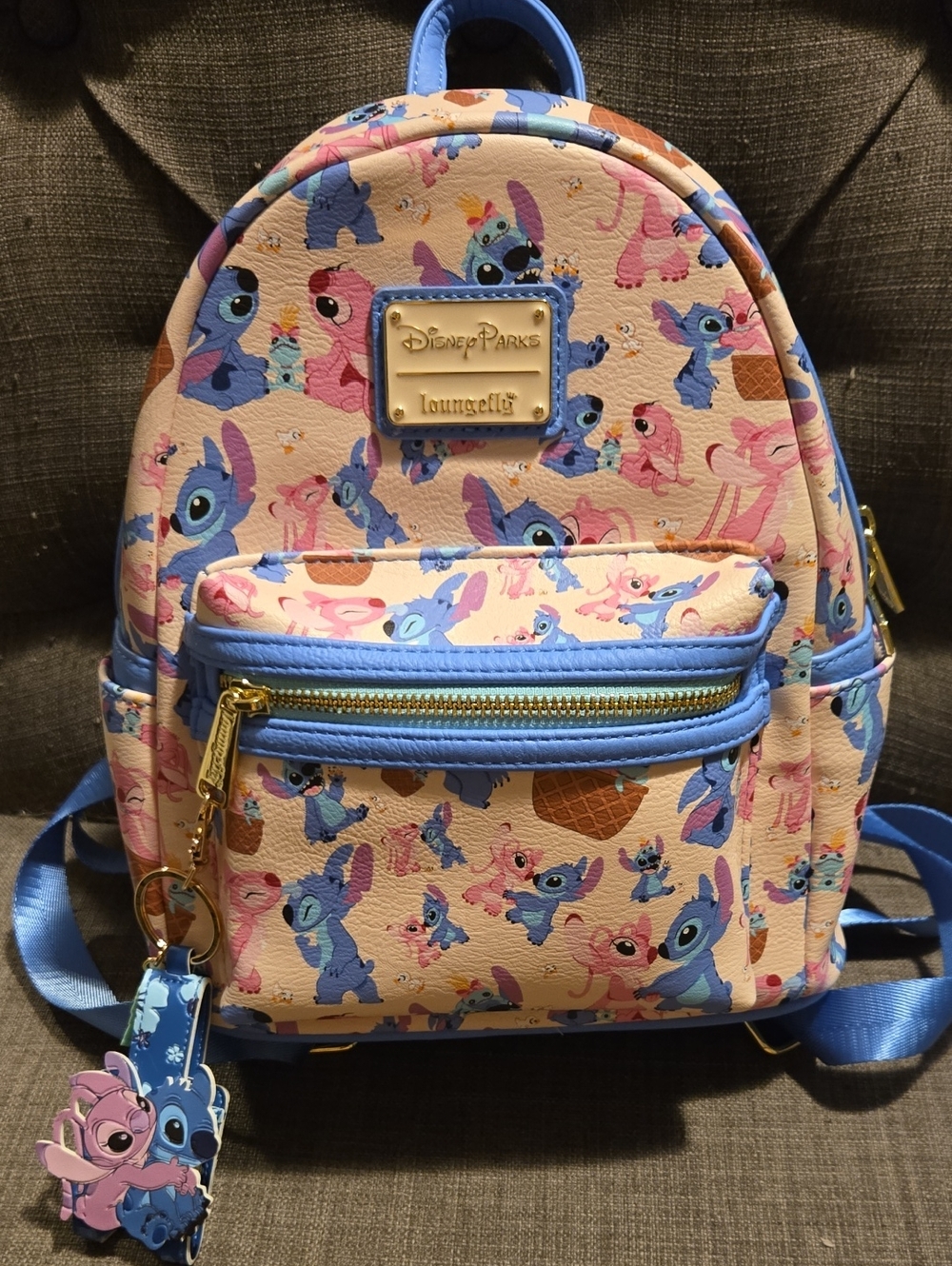 NWOT Loungefly DISNEY Stitch Pattern Backpack With Hand Sanitizer Holder